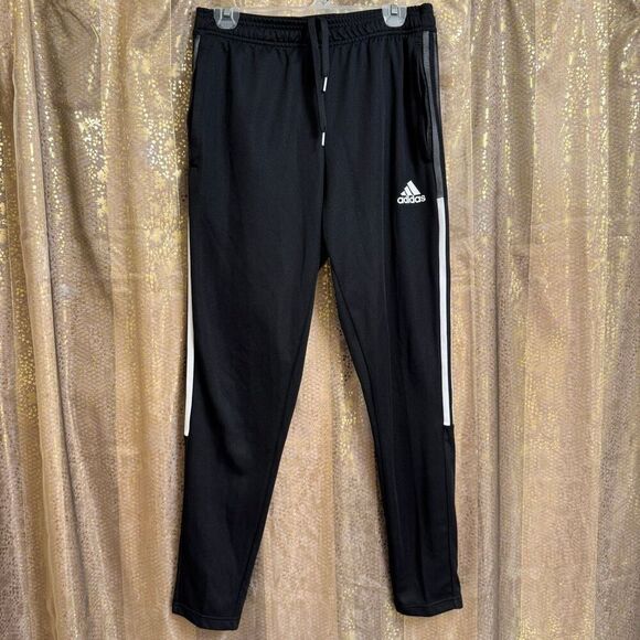 Adidas Aeroready Black Athletic Training Three Stripes Jogger Pants Medium - Picture 2 of 8
